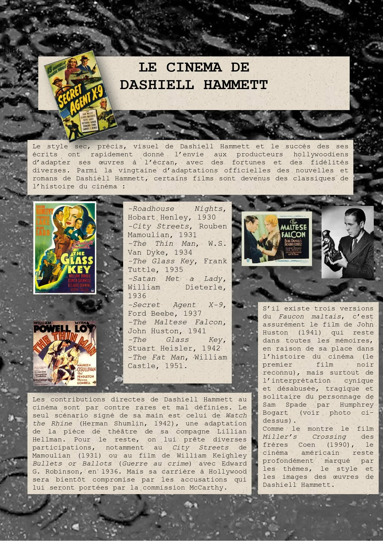 Dashiell Hammett, une œuvre au noir